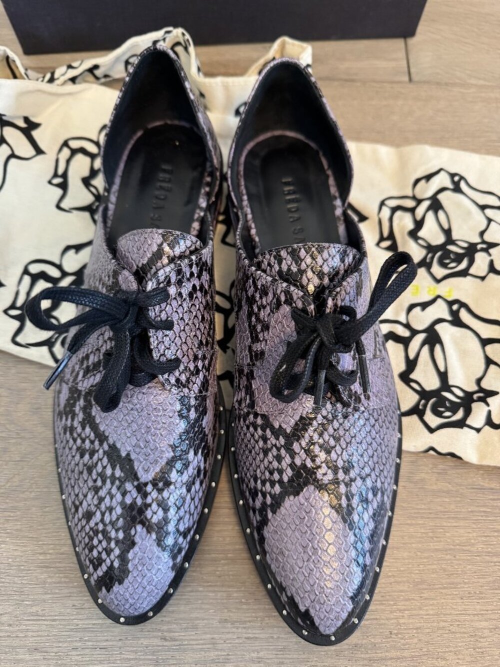 Freda Salvador WIT D'Orsay Osford in Lilac Snake Oxford Sz 8 NEW NWB